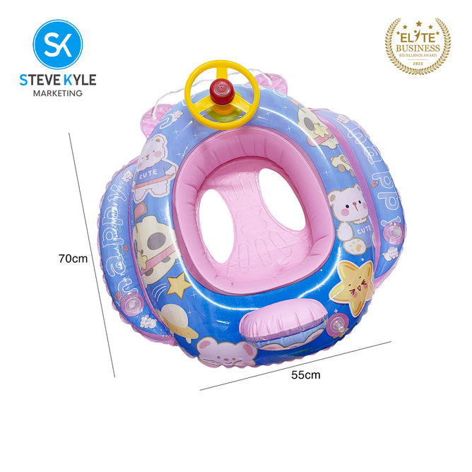 Steve Kyle Inflatable Baby Seat Float With Steering Wheel Car Cute Fantasy Swimming Boat