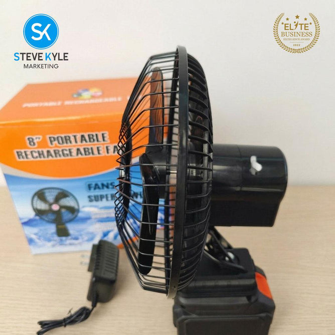 Steve Kyle 8-Inch Portable Rechargeable Fan with Oscillation Function