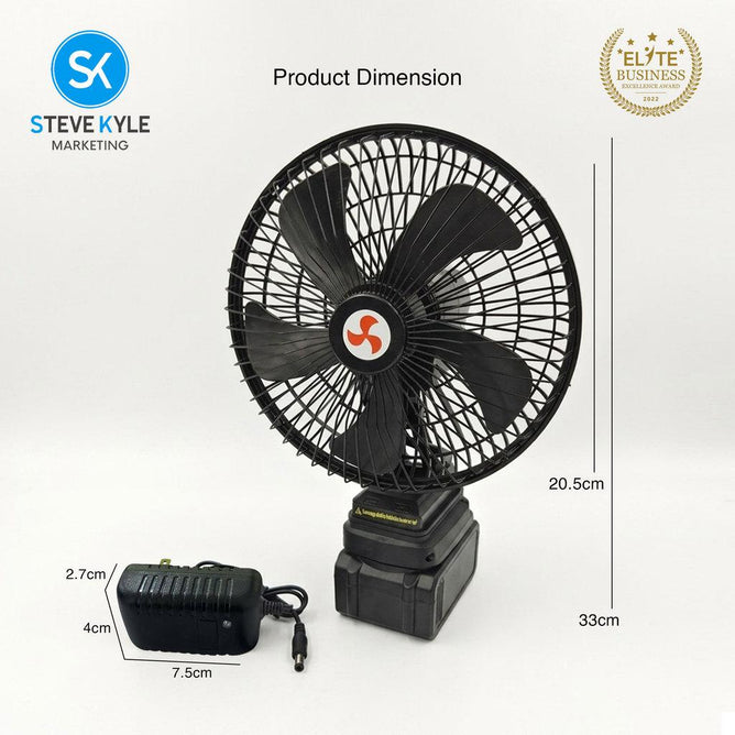 Steve Kyle 8-Inch Portable Rechargeable Fan with Oscillation Function