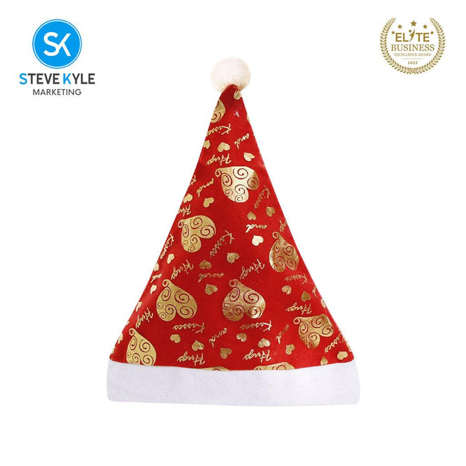 Steve Kyle Festive Snow Heart Christmas Hat with Soft Plush Edge for Parties
