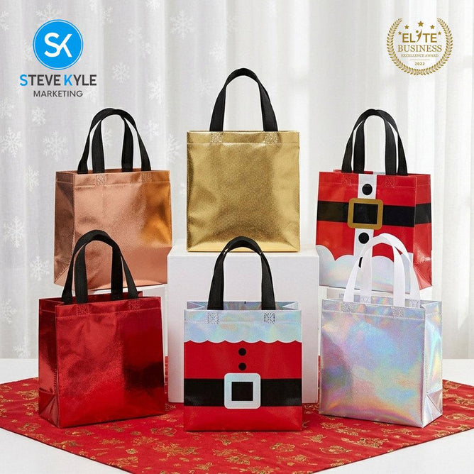 Steve Kyle Multipurpose Non-Woven Glossy Tote Bag for Groceries and Holiday Giveaways