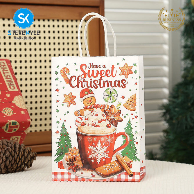 Steve Kyle Twelve Pieces Christmas Cartoon Random Design Paper Bag Random Design For Birthday Party Supplies