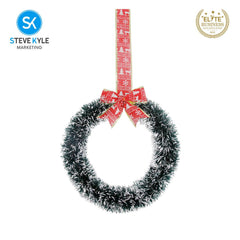 Steve Kyle Festive Christmas Wreath Hanging Decoration with Bowknot