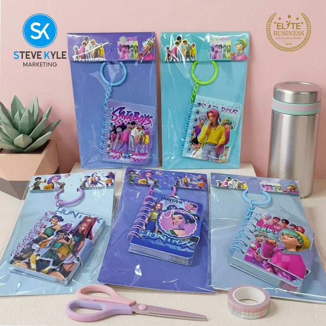Steve Kyle Colorful Girl Boy Group Theme 55-Page Mini Book Keychain Pendant Random Design For Bag Accessories