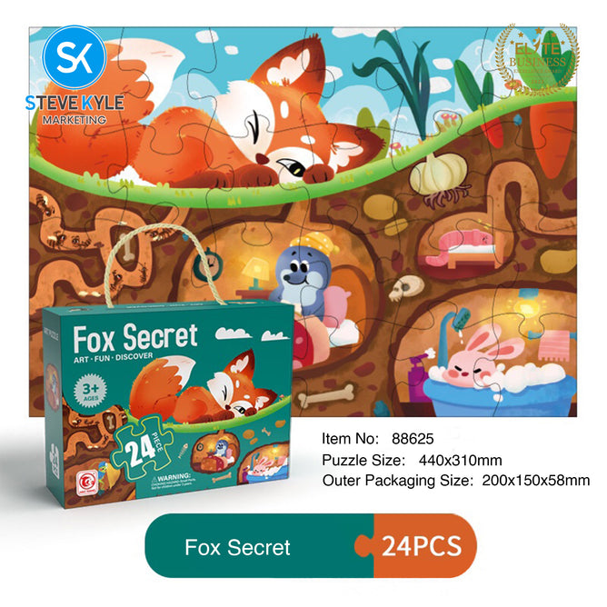 Steve Kyle 24-Piece Cartoon Animal Jigsaw Puzzle Set for Kids Learning Thinking Interactive Play
