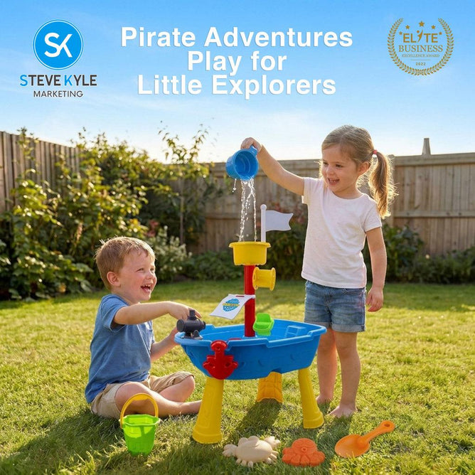 Steve Kyle Pirate Boat Sand and Water Table Toy Set for Kids