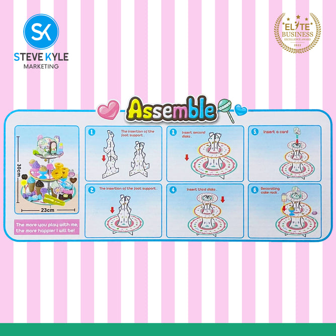 Steve Kyle Kids Pretend Play Dessert Stand Toy Set with Ice Cream Candy Donuts Popsicles