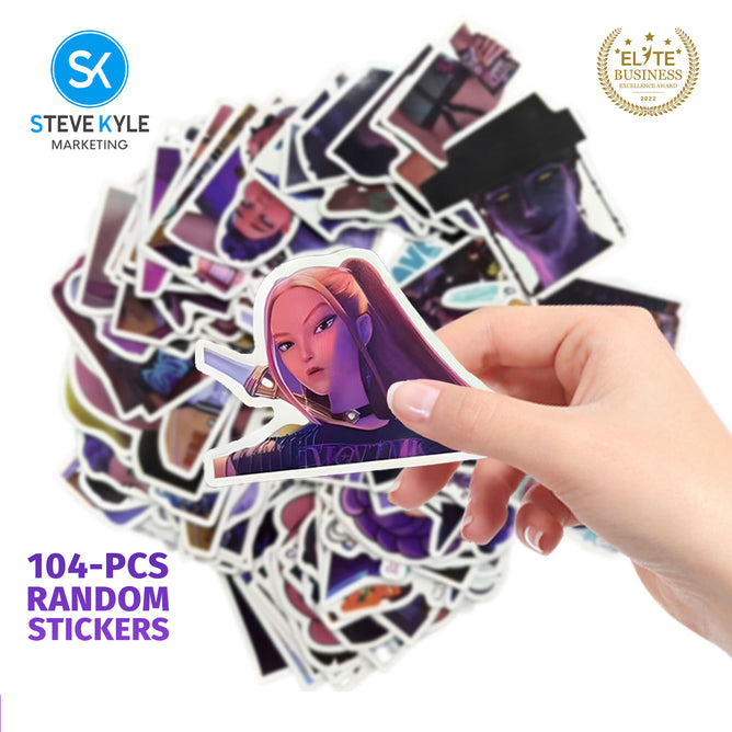 Steve Kyle 104 Pieces Classic Cartoon Character Stickers For Laptop Skateboard Accessories Decorative Sticker Set