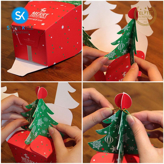 Steve Kyle 5-Piece Christmas Tree Pop-Up Paper Gift Box for Holiday Treats and Party Giveaways