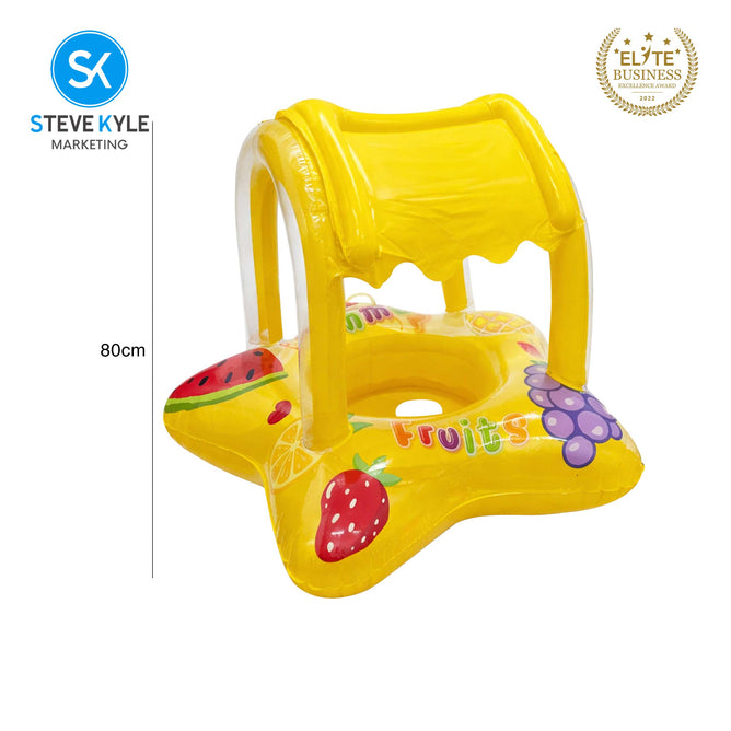 Steve Kyle Inflatable Baby Seat Float With Canopy Star-Shaped Swimming Boat