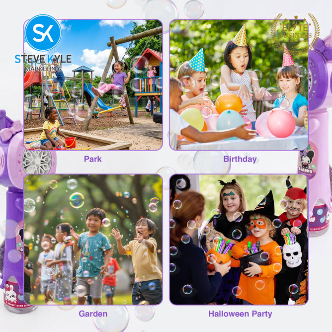 Steve Kyle Handheld Automatic Bubble Blower Toy with Cartoon Design for Kids Party Outdoor Activities