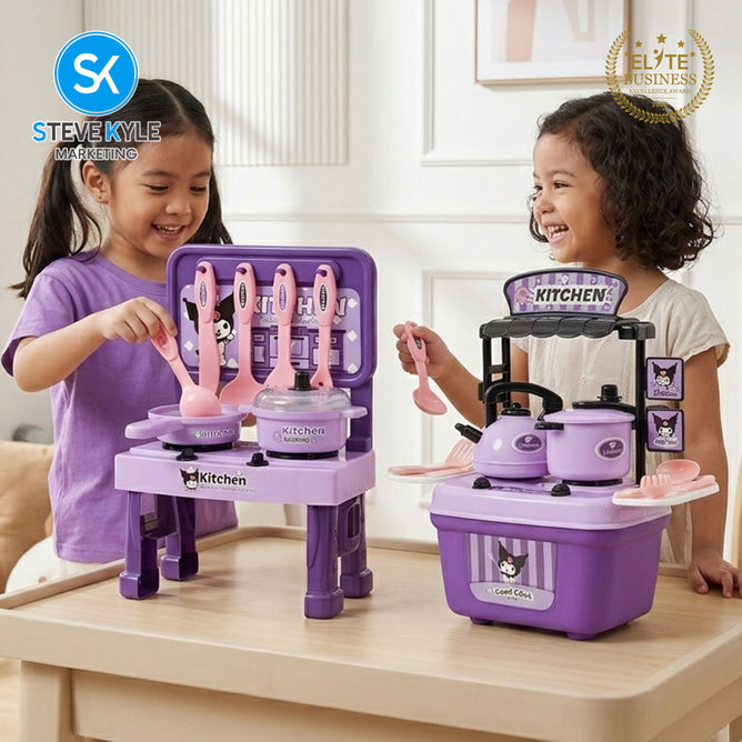 Steve Kyle Portable Mini Kitchen Cooking Playset With Pots Pans Utensils