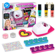 Steve Kyle Kids Cute Nail Art Manicure Set With Water-Based Peel Off Polish Nail Dryer