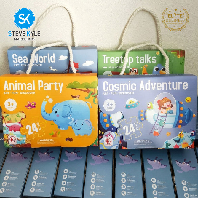 Steve Kyle 24-Piece Cartoon Animal Jigsaw Puzzle Set for Kids Learning Thinking Interactive Play