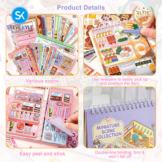 Steve Kyle Creative Multi-Scene Decorative Sticker Book With Miniature Town Designs