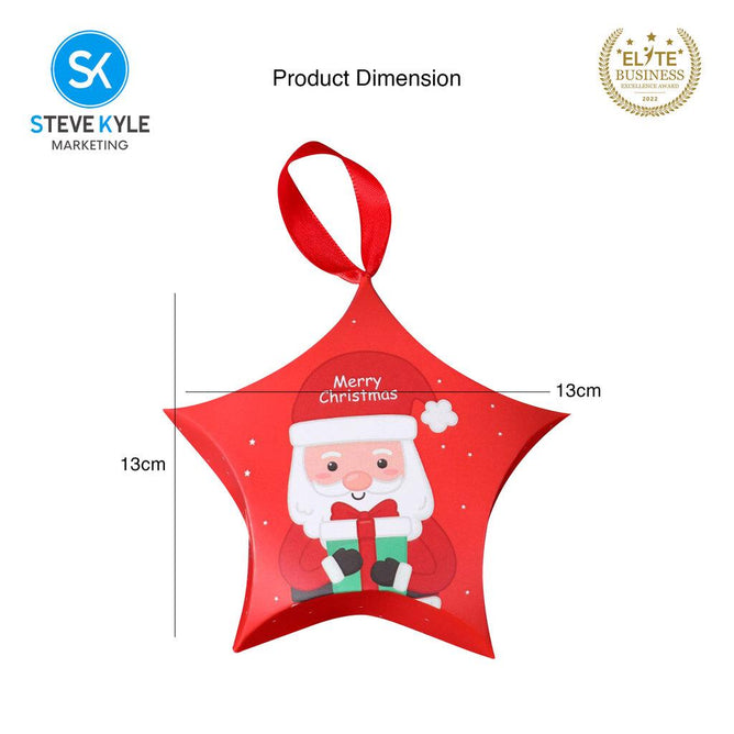 Steve Kyle 10-Piece Star-Shaped Christmas Paper Box with Ribbon for Holiday Gifts Party Giveaways