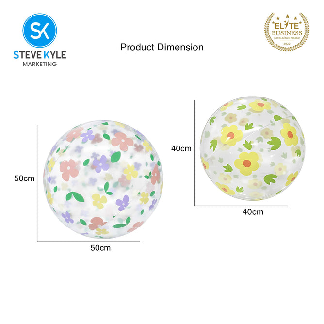 Steve Kyle Sweet Blossom Print Transparent Beach Ball For Water Games Outdoor Play
