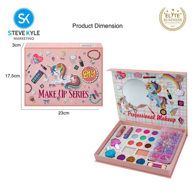 Steve Kyle 2-in-1 Pretend Makeup Kit with Jewelry Making Accessories Gift Box for Kids