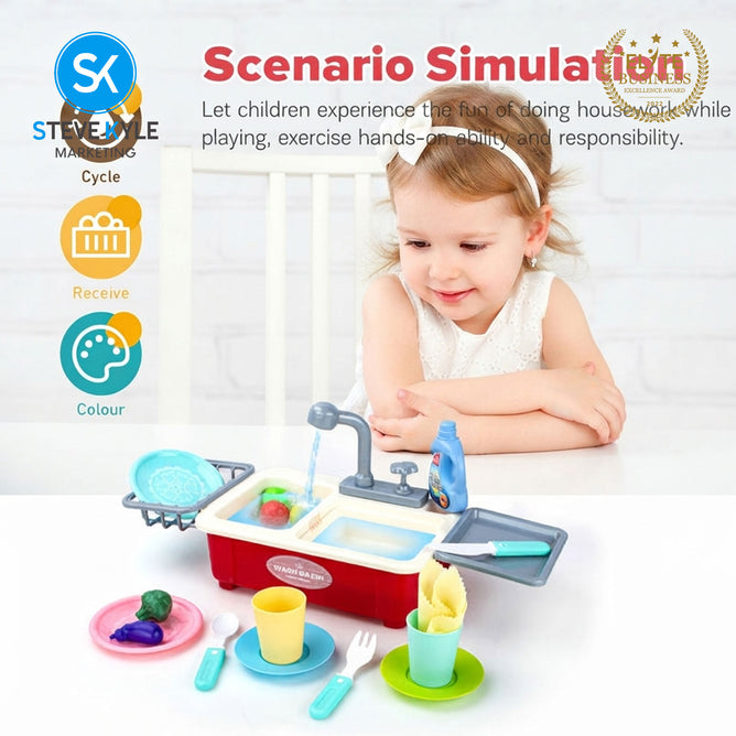 Steve Kyle Portable Realistic Mini Kitchen Dishwasher Pretend Play Set