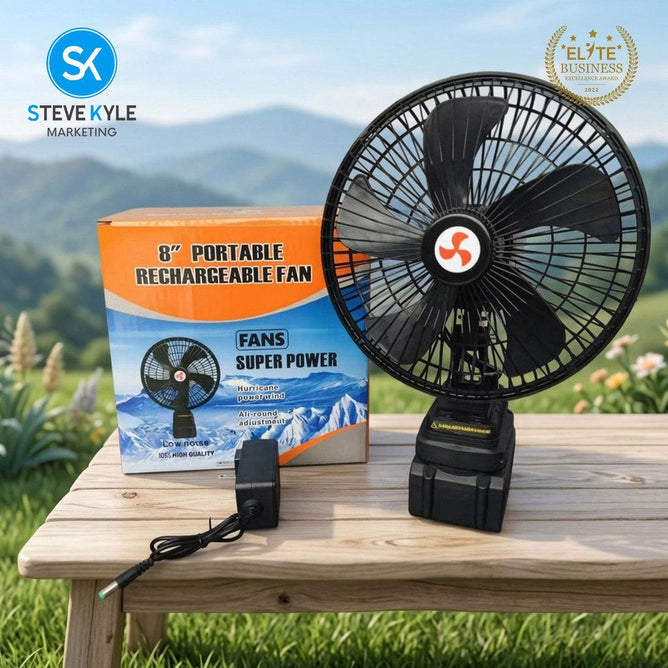 Steve Kyle 8-Inch Portable Rechargeable Fan with Oscillation Function