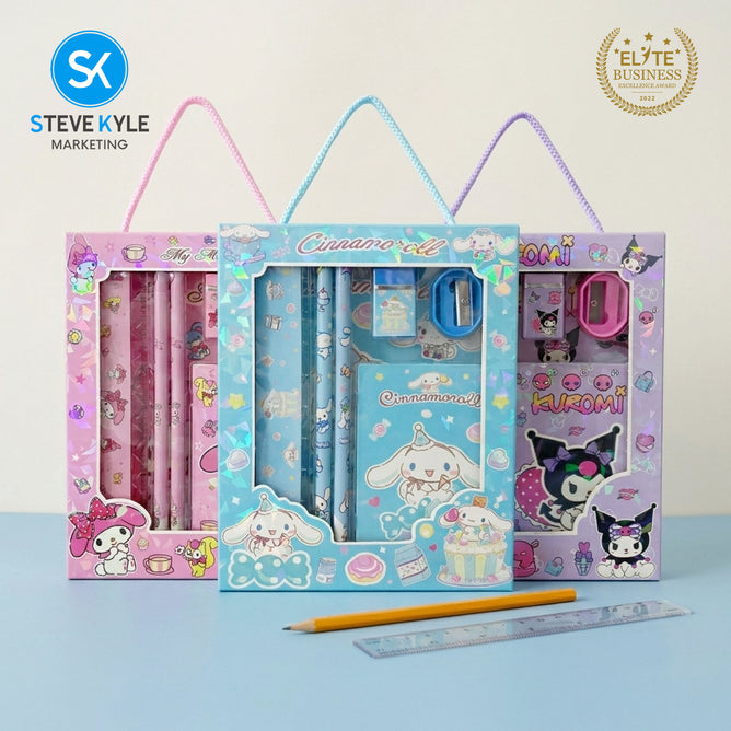 Steve Kyle Fun Character Print Ruler Pencil Eraser Sharpener Set For Party Giveaway Classroom Supplies