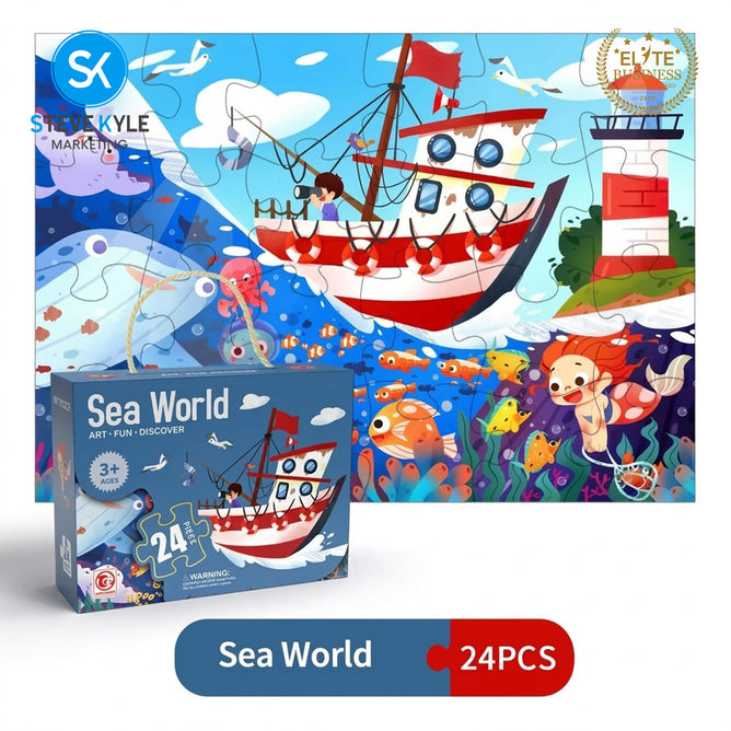 Steve Kyle 24-Piece Cartoon Animal Jigsaw Puzzle Set for Kids Learning Thinking Interactive Play