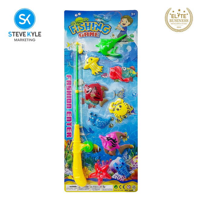 Steve Kyle Kids Fishing Game Sea Animal Figures with Fishing Rod Set Interactive Play Toy