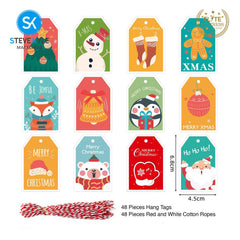Steve Kyle 48-Piece Christmas Paper Gift Tags with String for Holiday Gift Wrapping and Decoration