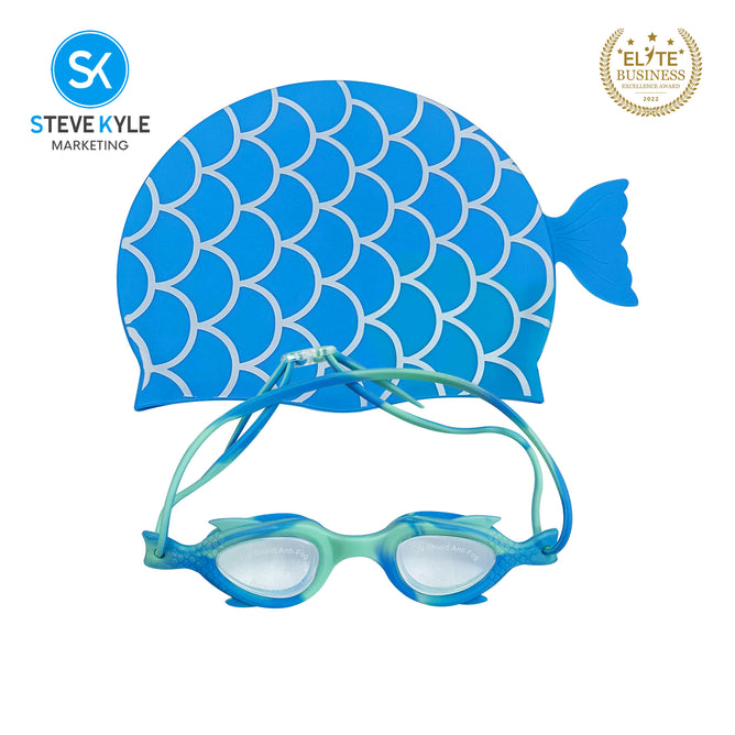 Steve Kyle Mermaid Swim Eyewear With Cap Adjustable Strap Anti-Fog Swimming Goggles