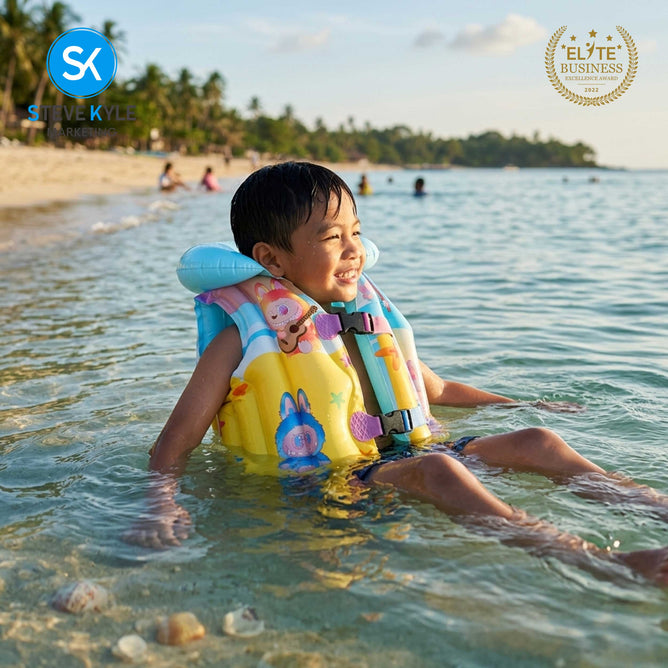 Steve Kyle Inflatable Swim Vest Life Jacket Lovable Character Prints For Outdoor Water Fun