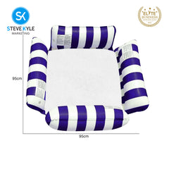 Steve Kyle 4-in-1 Inflatable Water Hammock Floating With 4 Tubes Striped Lounge Chair For Swimming Pool Beach
