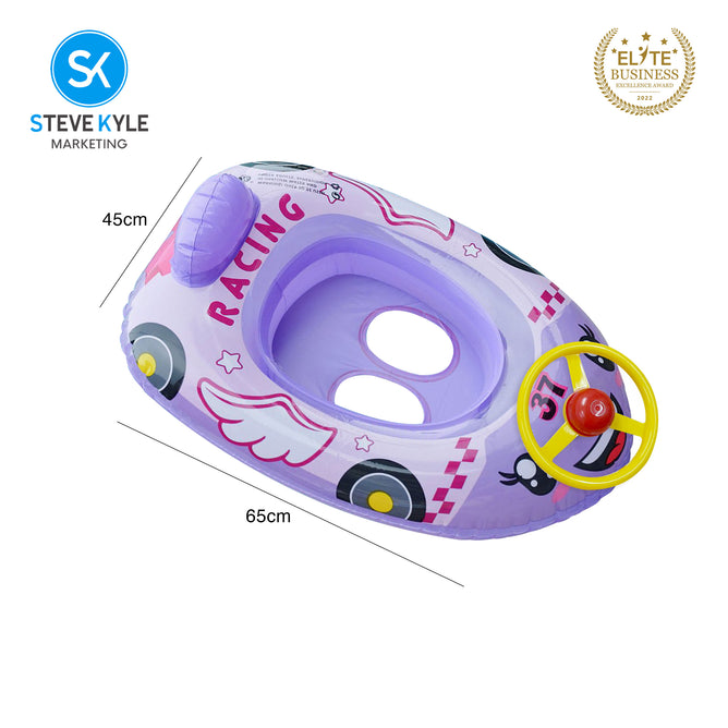 Steve Kyle Inflatable Baby Seat Float With Steering Wheel Racing Car Swimming Boat