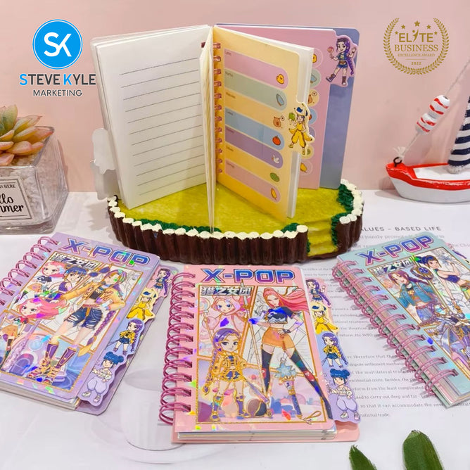 Steve Kyle Colorful Girl Group Mini Spiral Coil Dairy Planner Notebook For Party Giveaway Classroom Supplies