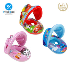 Steve Kyle Inflatable Baby Seat Float With Canopy Cartoon Adventure Swimming Boat