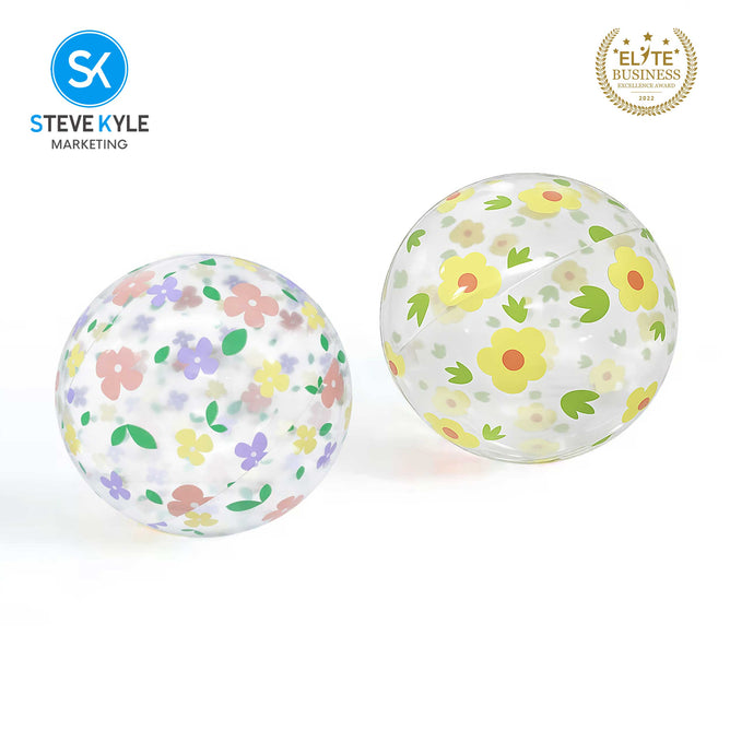 Steve Kyle Sweet Blossom Print Transparent Beach Ball For Water Games Outdoor Play