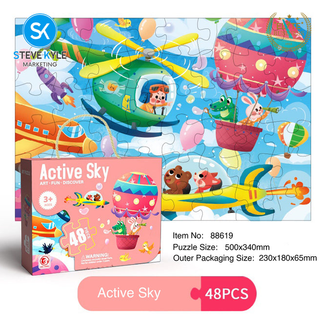 Steve Kyle 48-Piece Cartoon Animal Jigsaw Puzzle Set for Children Early Learning and Development