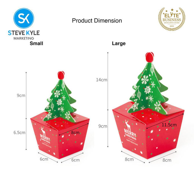 Steve Kyle 5-Piece Christmas Tree Pop-Up Paper Gift Box for Holiday Treats and Party Giveaways