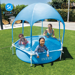 Steve Kyle Easy-Assemble Canopy Metal Frame Pool With Built-In Sprayer Set