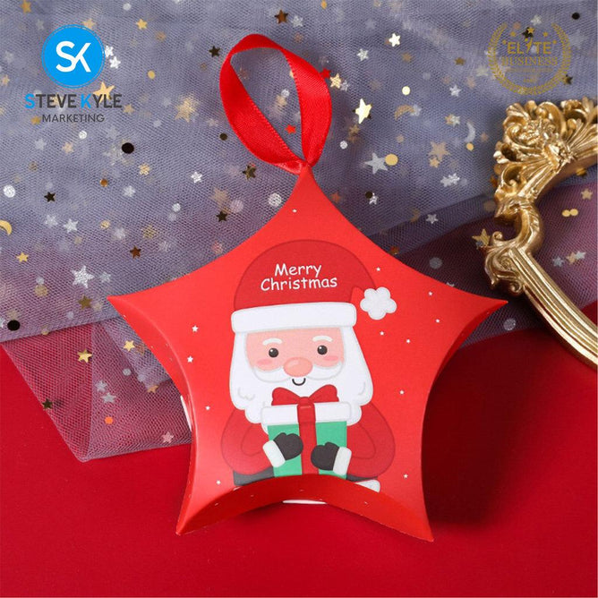 Steve Kyle 10-Piece Star-Shaped Christmas Paper Box with Ribbon for Holiday Gifts Party Giveaways