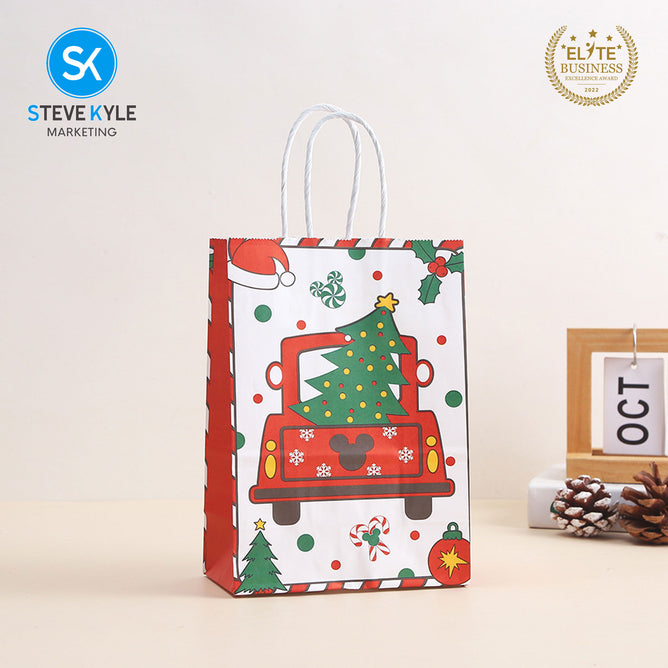 Steve Kyle Twelve Pieces Christmas Cartoon Random Design Paper Bag Random Design For Birthday Party Supplies