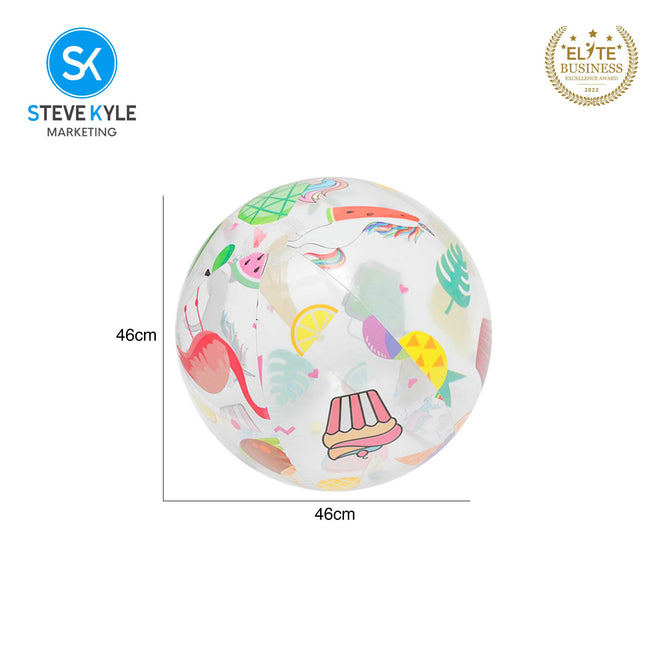 Steve Kyle Tropical Ocean Cartoon Pattern Transparent Inflatable Beach Ball For Water Games Outdoor Play