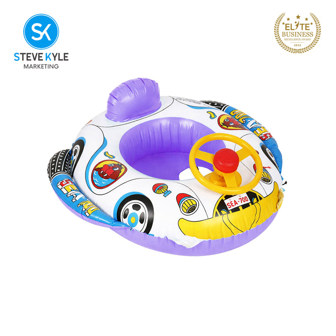 Steve Kyle Inflatable Baby Seat Float With Steering Wheel Swimming Safe Water Toy Boat