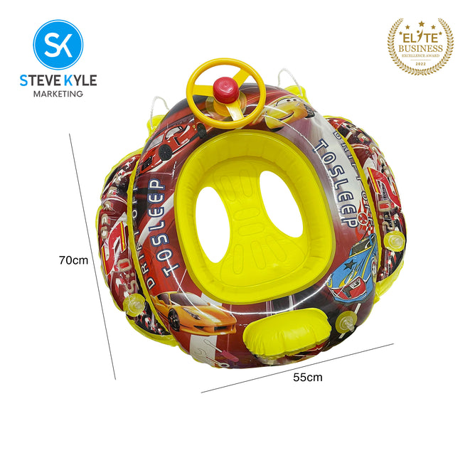 Steve Kyle Inflatable Baby Seat Float With Steering Wheel Car Cute Fantasy Swimming Boat