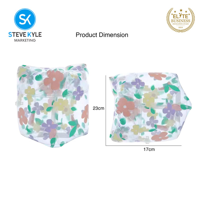 Steve Kyle Transparent Inflatable Arm Band Dual Valve Sweet Blossom Print Floaties For Swimming Outdoor Fun
