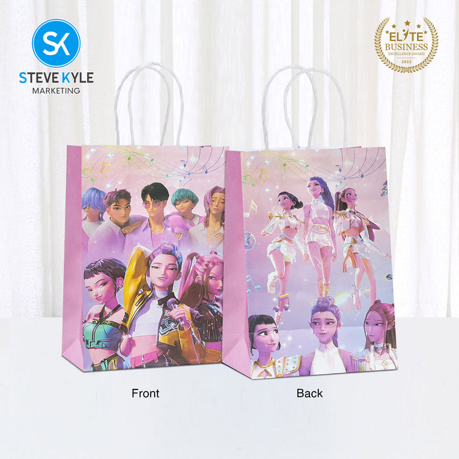 Steve Kyle Twelve Pieces Goody Treat Candy Hand-held Bag Girl Group Theme Paper Bag For Birthday Gift Party Supplies