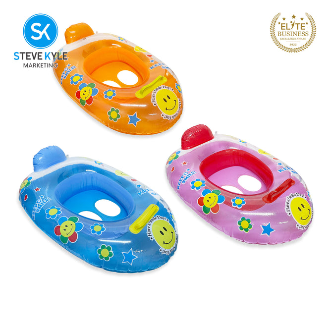 Steve Kyle Inflatable Baby Seat Float With Handle Keep Smile Transparent Swimming Boat