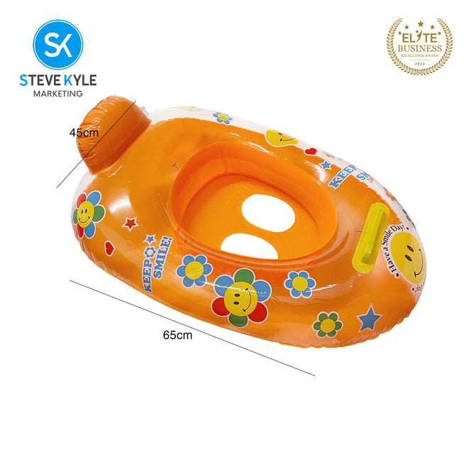 Steve Kyle Inflatable Baby Seat Float With Handle Keep Smile Transparent Swimming Boat
