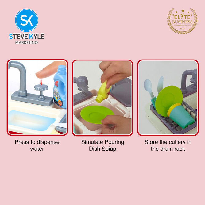 Steve Kyle Portable Realistic Mini Kitchen Dishwasher Pretend Play Set