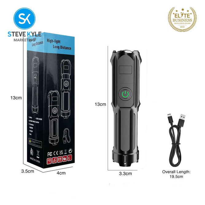Steve Kyle Waterproof Rechargeable Portable Emergency Flashlight Mini Flashlight for Outdoor Camping and Travel Use
