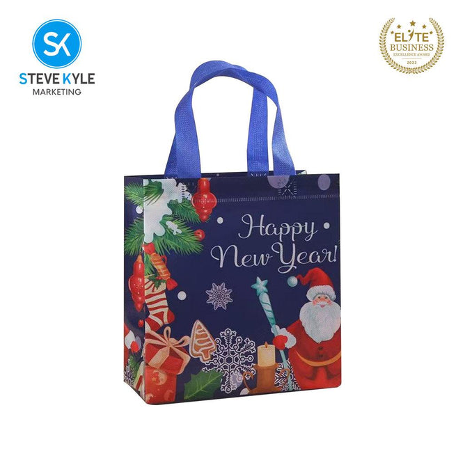 Steve Kyle Merry Christmas Printed Non-Woven Reusable Tote Bag for Groceries and Holiday Giveaways